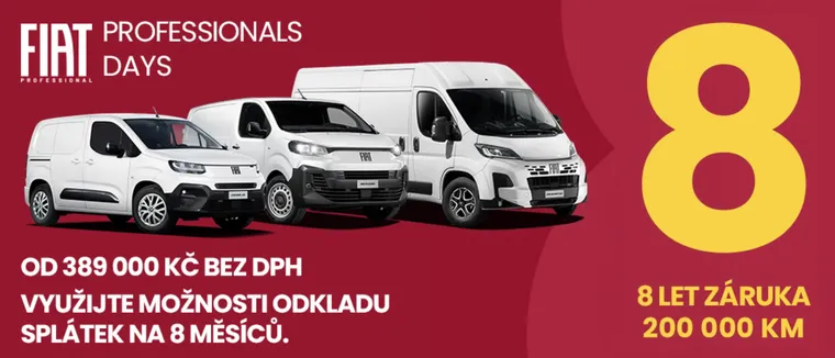 Fiat Professional Days - již od 389 000 Kč bez DPH, 8 let záruka, 200 000 km